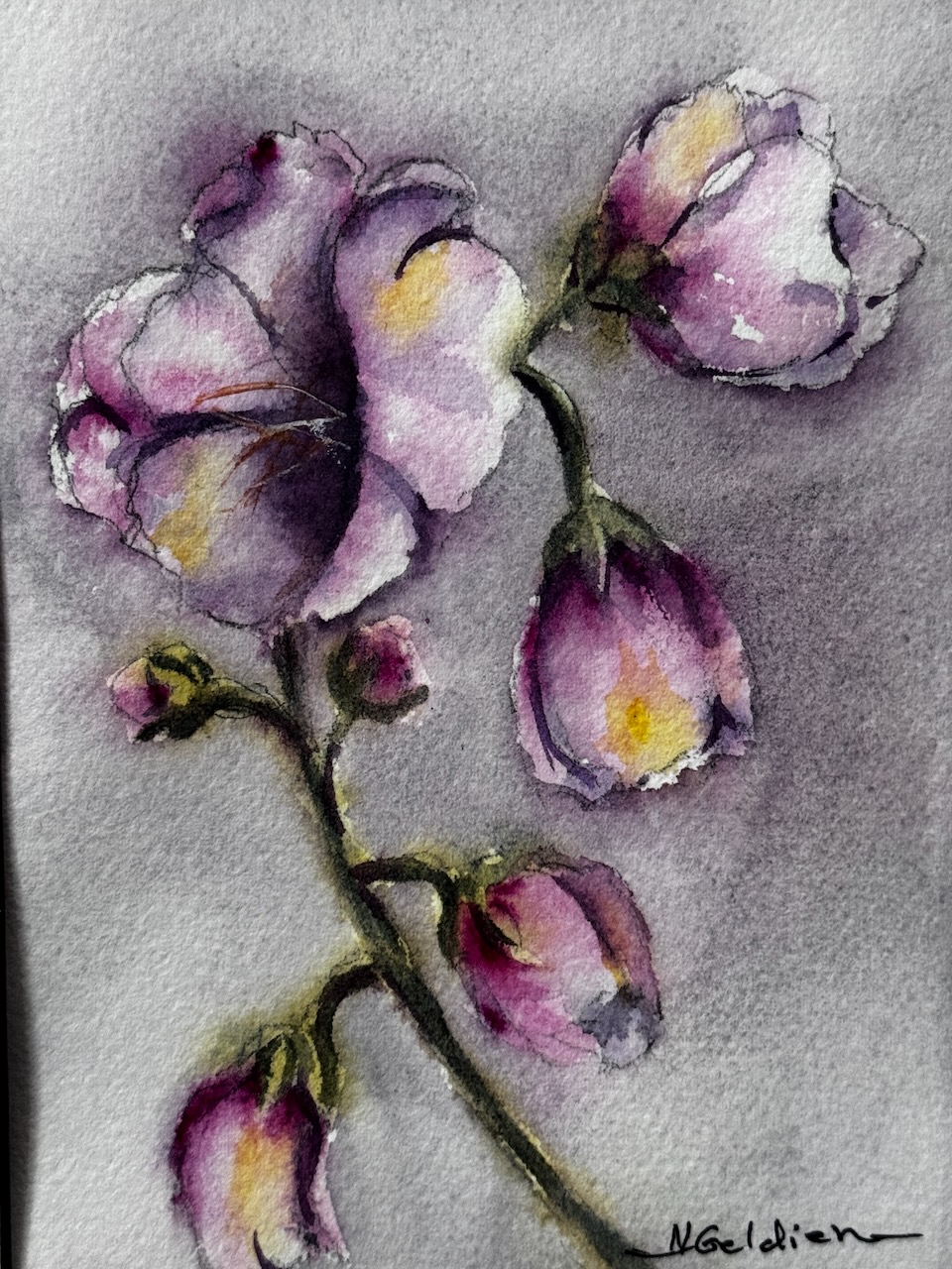 Nancy Geldien- Hollyhocks I