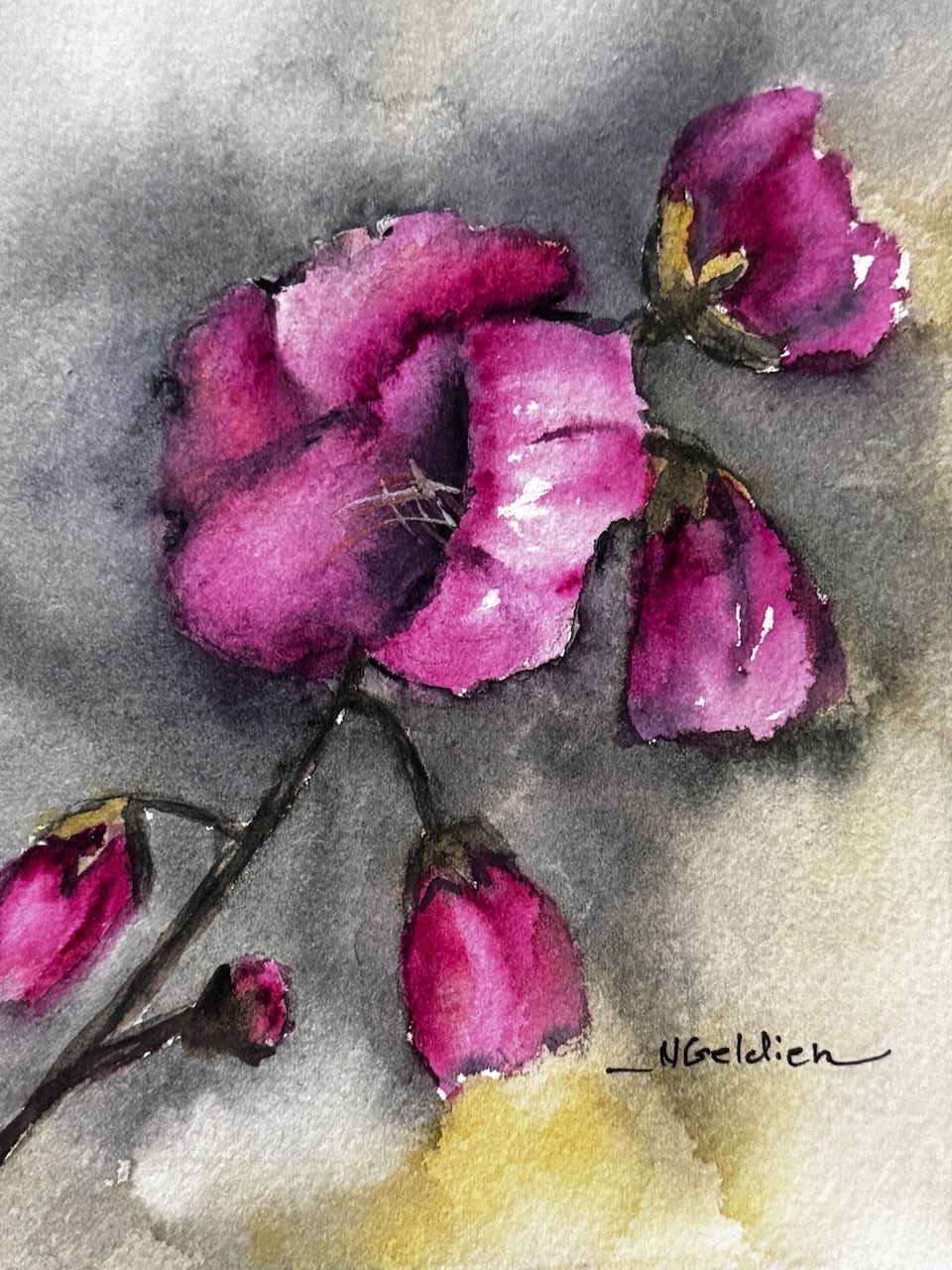 Nancy Geldien- Hollyhocks II