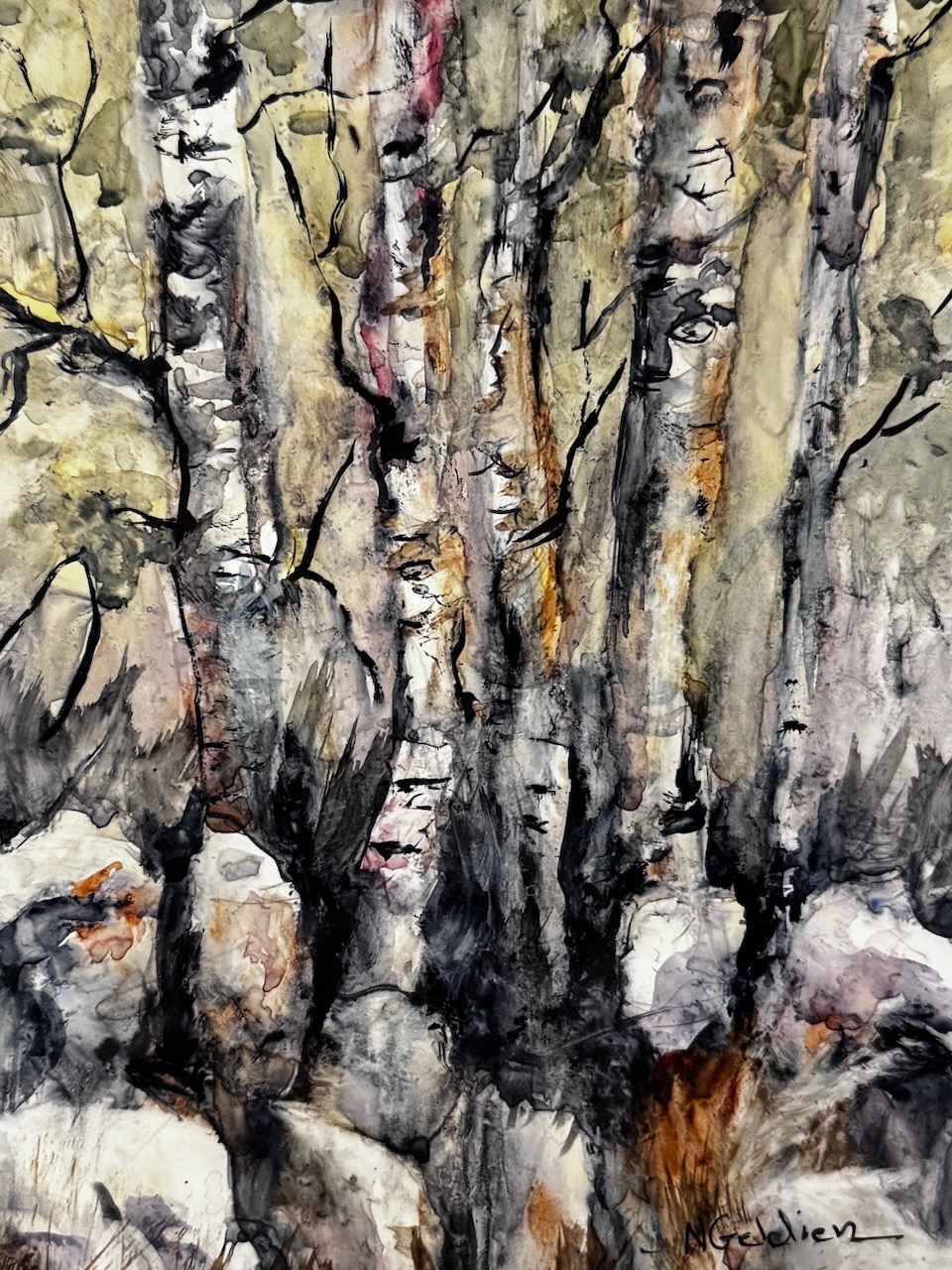 Nancy Geldien- Enchanted Forrest - Watercolor On Yupo