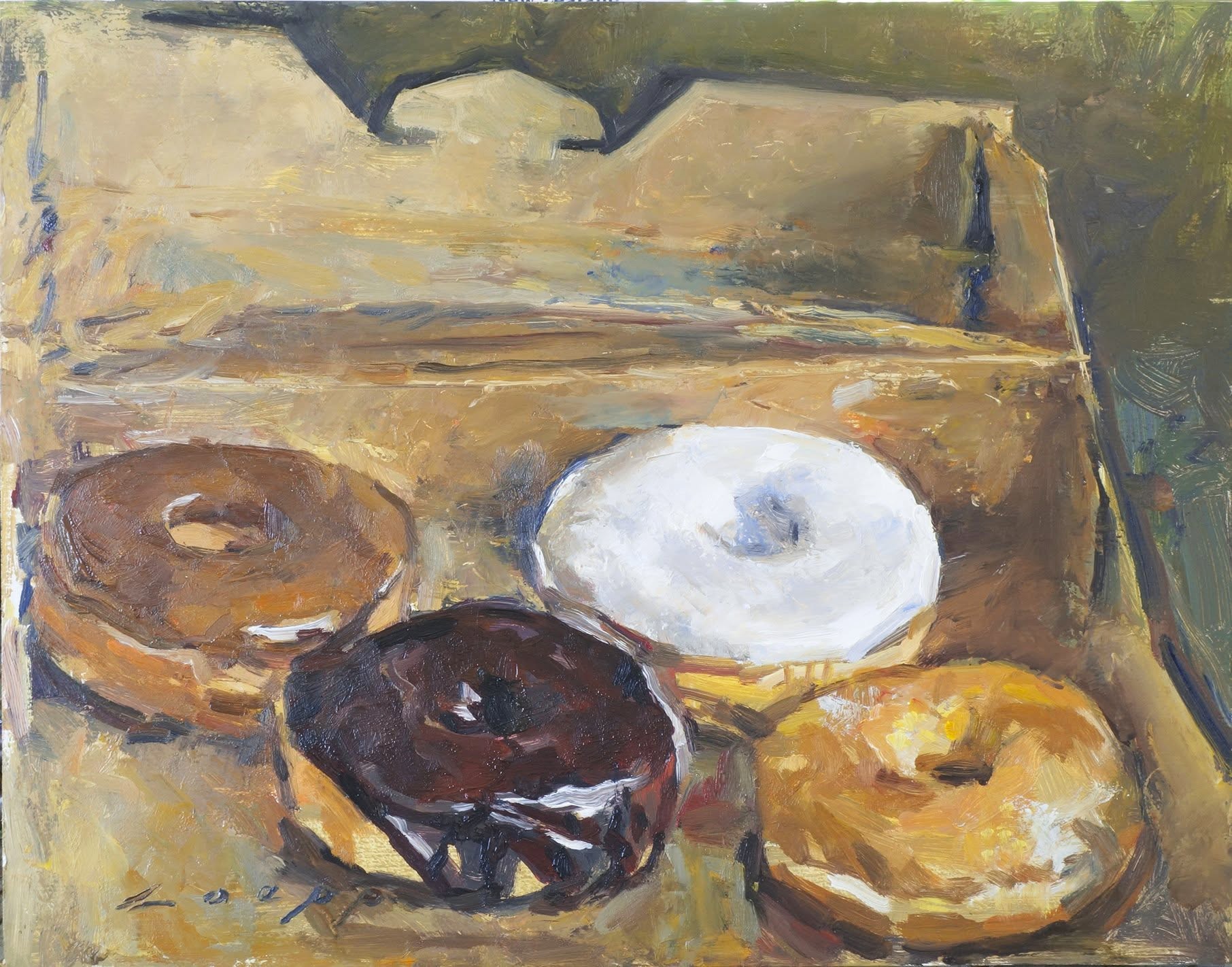Tom Loepp- Four Doughnuts & the Box Lid 