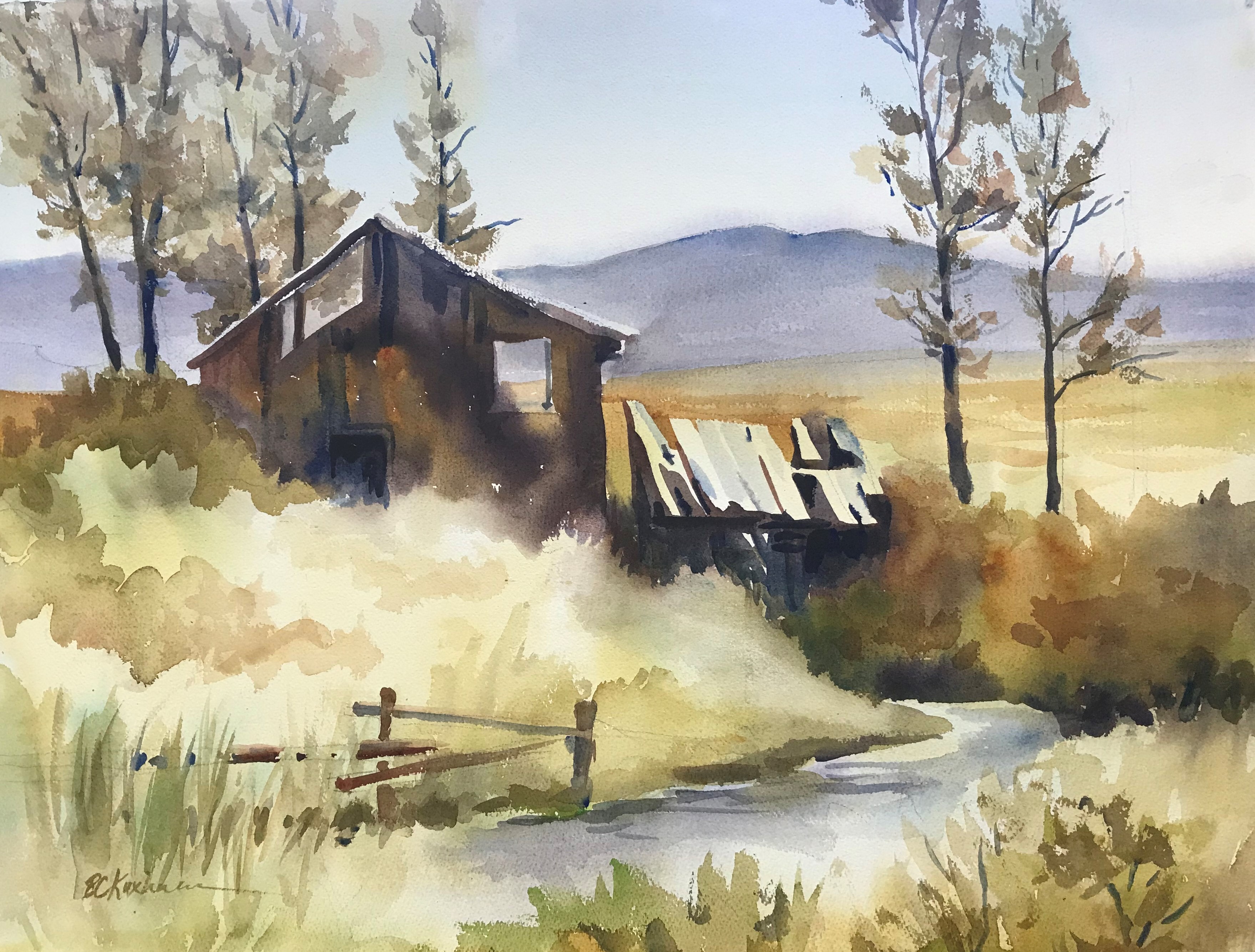 Barbara Kuxhausen- Barn and Creek